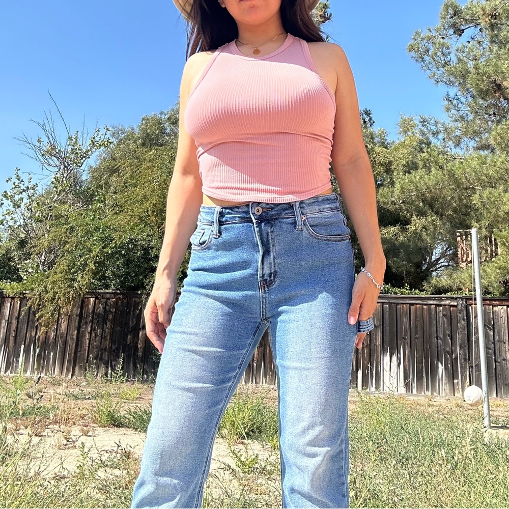 Pink Ribbed Tank Top Size M - Picture 2 of 4